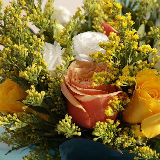 Bateel Chocolate Glass Tray | Joyful Flower Bouquet