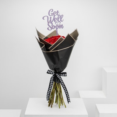 Get Well Soon Local Roses | Black Wrap