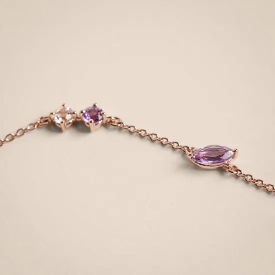 Damas Fireworks Fiesta Diamond and Precious Gem Rose Gold Bracelet