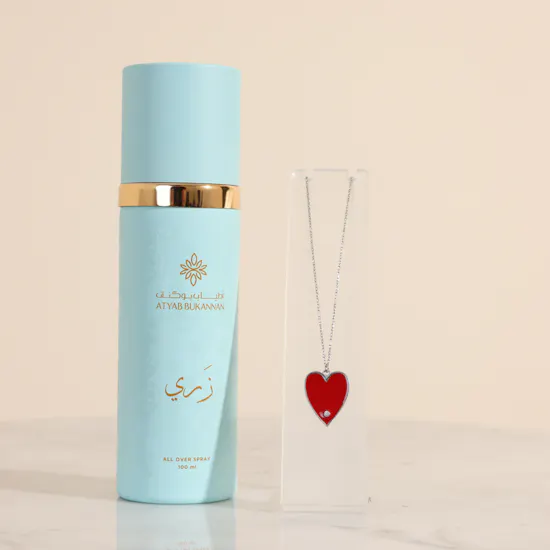 عطر زري اول اوفر سبراي من أطياب بوكنان | قلادة فضة من زيا