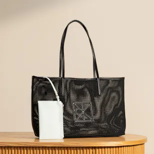 Calvin Klein Black Emblem Mesh Women's Tote Bag