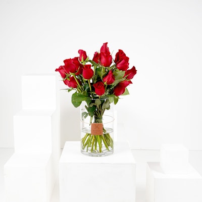 Medium Red Roses Cylinder Vase