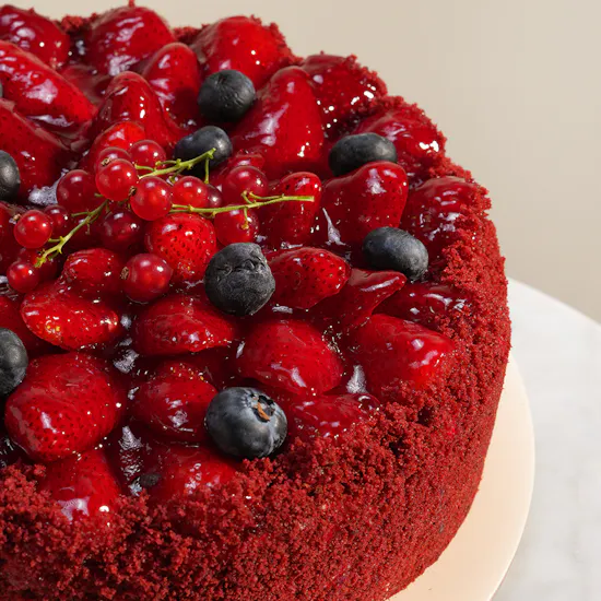 Secrets Red Velvet and Berry Cake