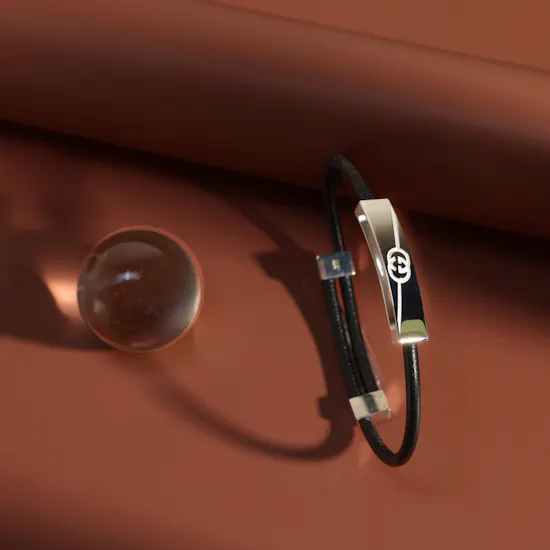 Gucci Interlocking Leather Men Bracelet