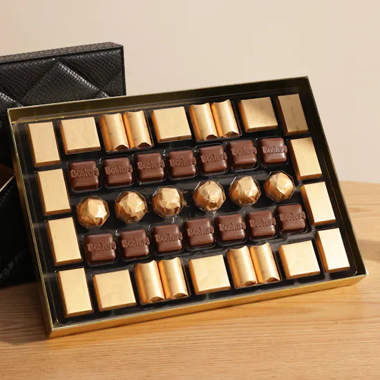Bostani Black Leather Chocolate Box | Father's Day Flower Bouquet