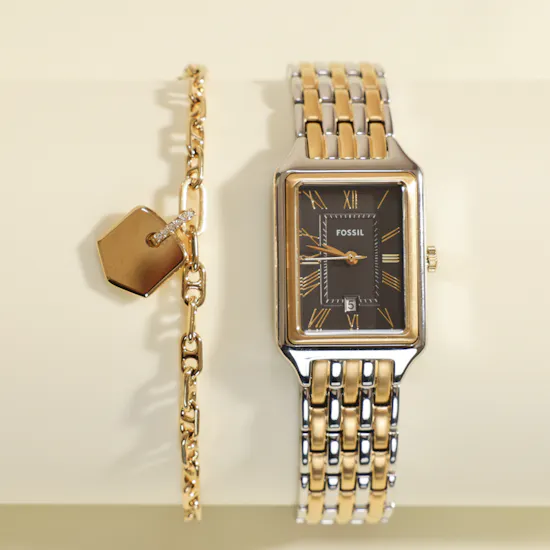 Fossil Raquel Two-Tone Women's Watch and Bracelet Set