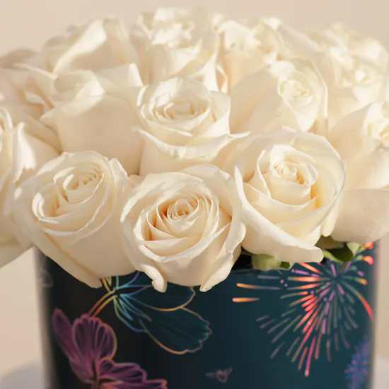 Pearly White Rose Box | 25 Flowers