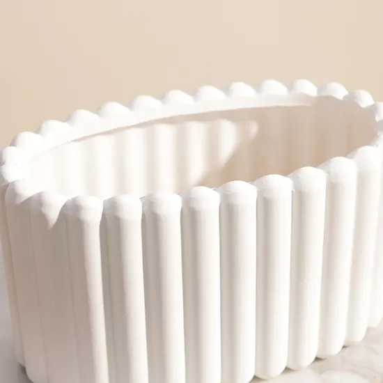 Floward White Oval Ceramic Vase