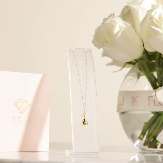 Amal Almajed Drop Charm Gold Women's Necklace | Chic Flowers Vase