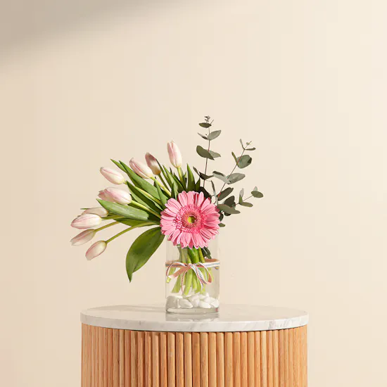 Festive Birthday Pink Blooms Vase