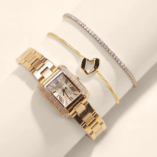 Michael Kors Mini Emery Gold Bracelet and Watch Set