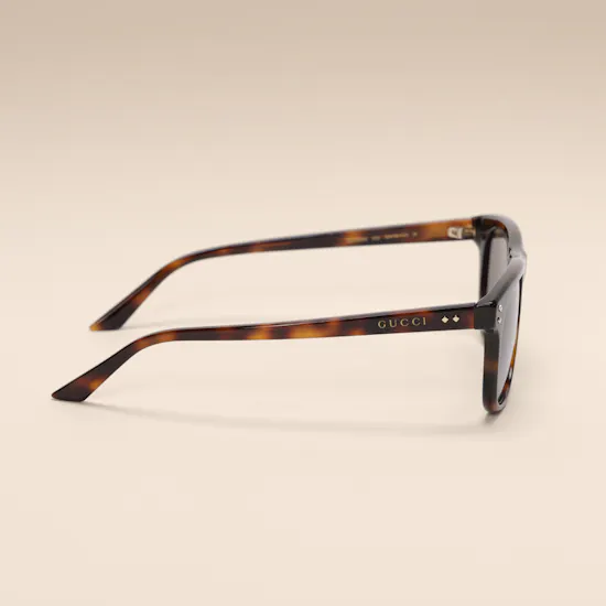Gucci Square Brown Tortoiseshell Men's Sunglasses