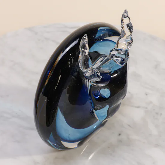 Blue Artistic Glass Cow Vase
