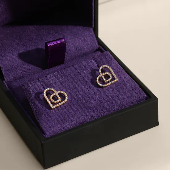 Damas Love By Damas Gold and Diamond Heart Earrings