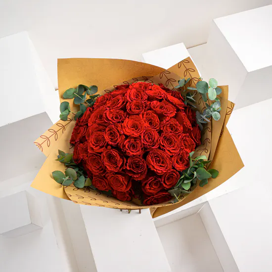 Graduation Roses | 50 Red Roses Hand Bouquet
