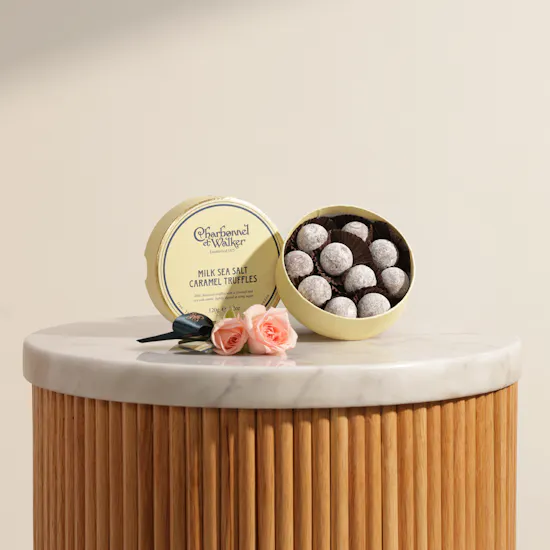 Charbonnel et Walker Sea Salt Caramel Truffles Box and Roses