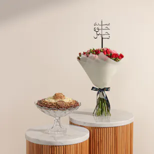 Rava Chocolate Flowers Shape Crystal Tray | Happy Birthday Flowers