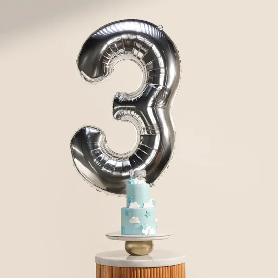 December Cake Elephant with Star and Sky Cake | Number 3 Balloon
