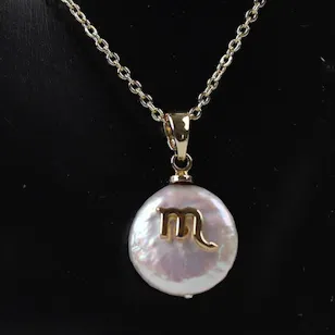 Scorpio Ash Couture Zodiac Necklace | Gold Plated | Pearl Scorpio Ash Couture Zodiac Necklace | Gold Plated | Pearl