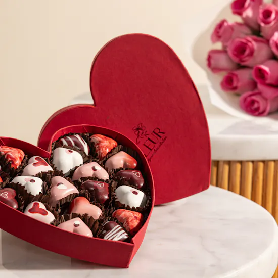 Fleur Red Heart Chocolate Box | Charming Flowers Bouquet