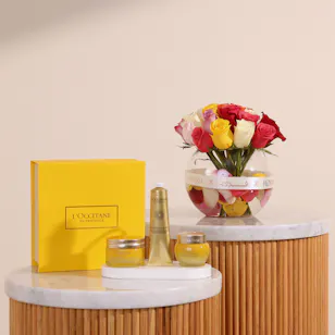 L'Occitane Immortelle Skincare Set | Softly Spoken Flower Vase