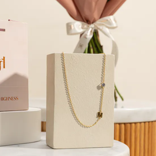 Hrh Letter M Gold-plated Necklace | Lovely Rose Bouquet