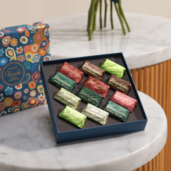 Venchi Murrine Gianduiotto Colored Gems Chocolates Box | Sunrise Flower Bouquet