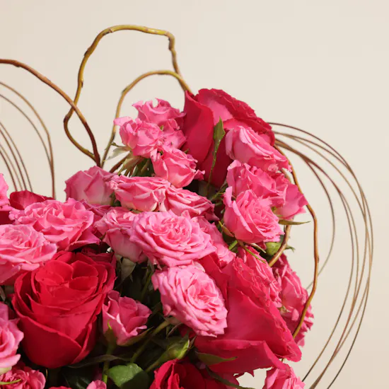 Warm Heart Fuchsia Roses Bouquet
