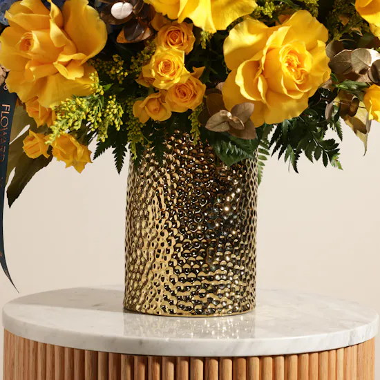 Golden Sunburst Flower Vase