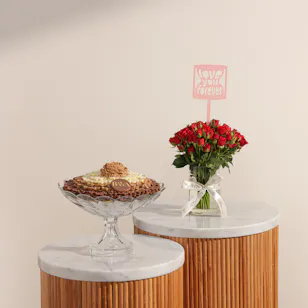 Rava Chocolate Flowers Shape Crystal Tray | I Love You Forever Flowers 
