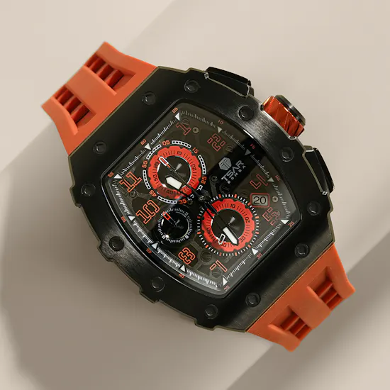 Tsar Bomba Elemental Quartz Black Orange Men's Watch