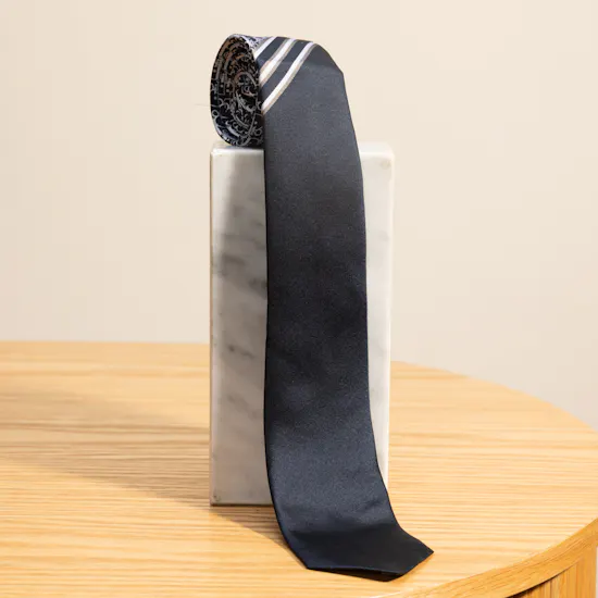 Dior Oblique Striped Oblique Navy Blue Tie