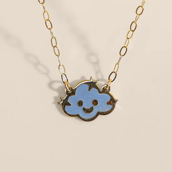 Miss L' Kids Cloud Enamel Coated Necklace