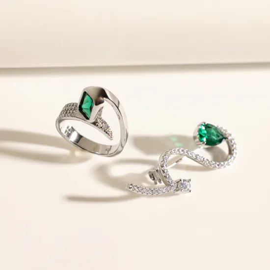 Floward Green Emerald Twisted Women's Jewelry Set