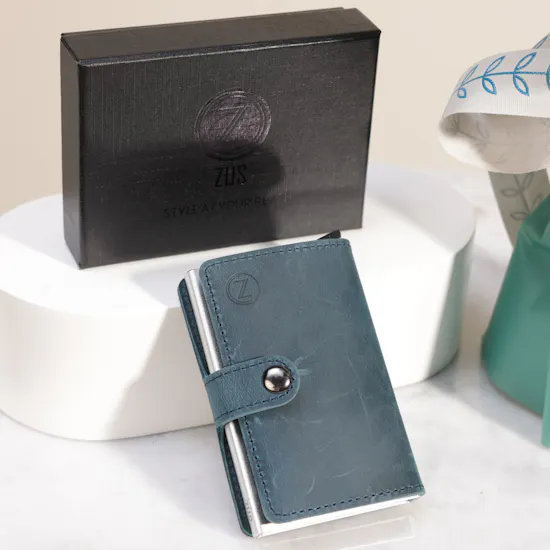 Zus Blue Genuine Leather Wallet | Delight Flowers