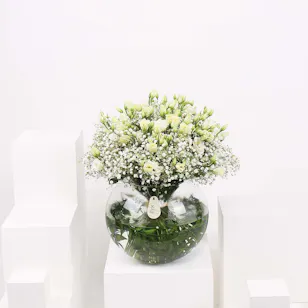 Eustoma Snows | Glass Vase