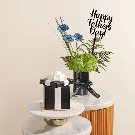 December Cake Black and White Gift Shape Fondant Cake | Distinguished Flower