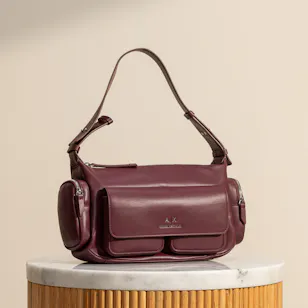 Armani Exchange Large Burgundy Shoulder Bag with Side Pockets Armani Exchange Large Burgundy Shoulder Bag with Side Pockets