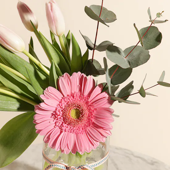 Festive Birthday Pink Blooms Vase