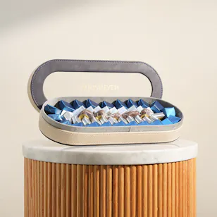 Bousheyeh Blue Oval Leather Chocolate Box Bousheyeh Blue Oval Leather Chocolate Box