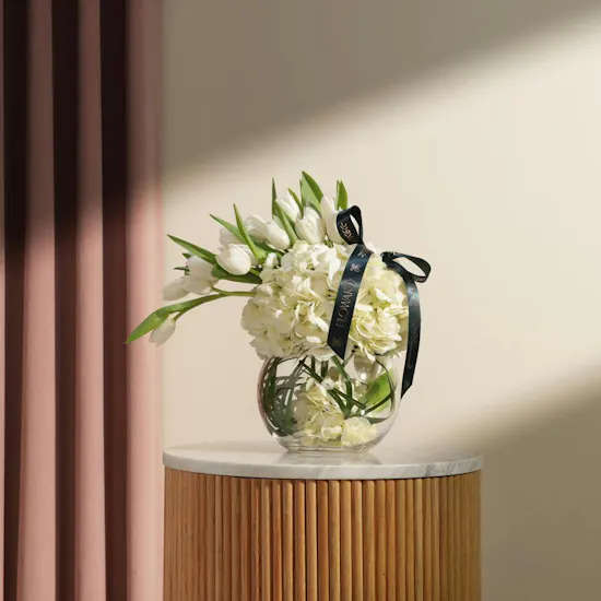 Graceful Hydrangea and Tulip Vase