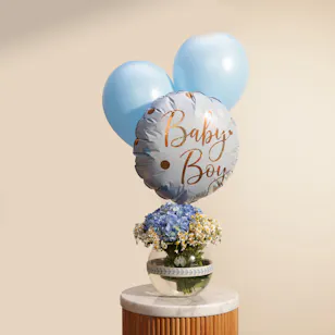 Baby Boy Balloons | Delicate Flowers Vase