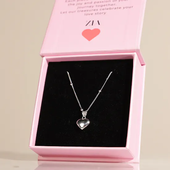 Zia Heart Charm Silver Necklace