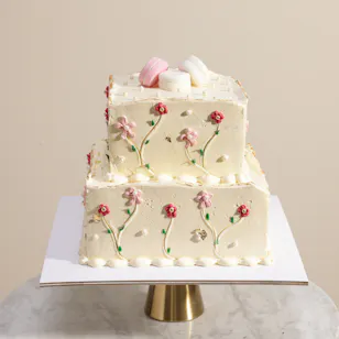 Floward Macarons and Flowers Two Tier Cake