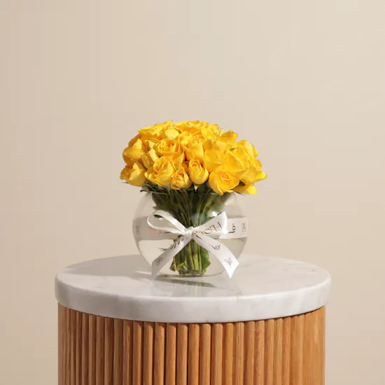 Yellow Baby Roses Vase | 18 Flowers