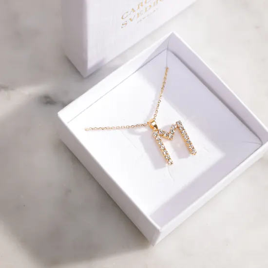 Caroline Svedbom Mini Letter M Crystal Necklace