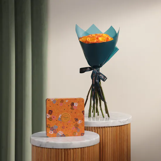 Venchi Murrine Maxi Assorted Chocolates Orange Tin Box | Golden Bloom Moment Flowers