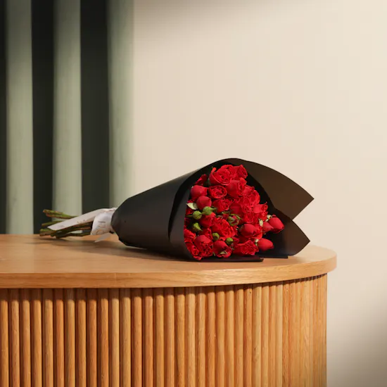 Elegance Red Baby Rose Bouquet | 12 Flowers