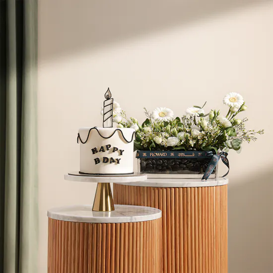 Floward Birthday Cake | White Blooms