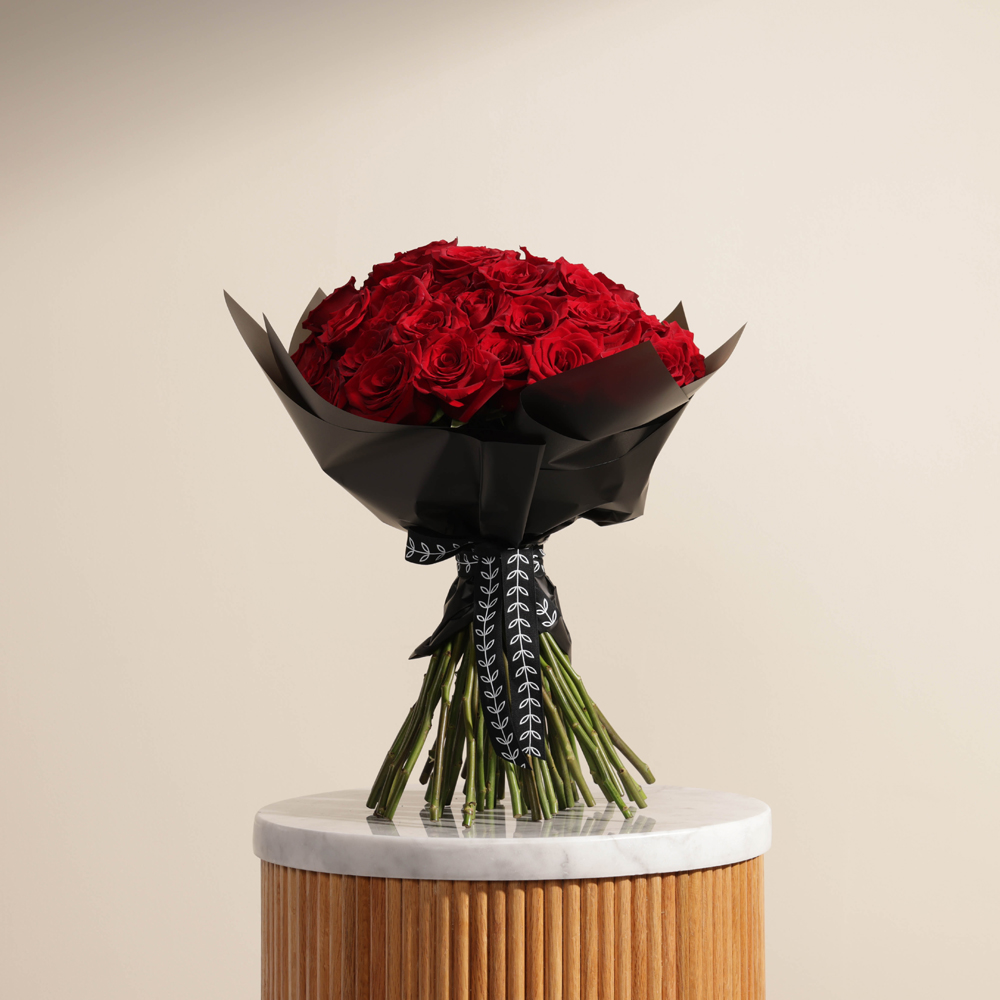 50 Red Roses | Black Wrap